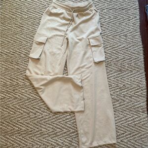 Women's Cream Cargo Sweatpants